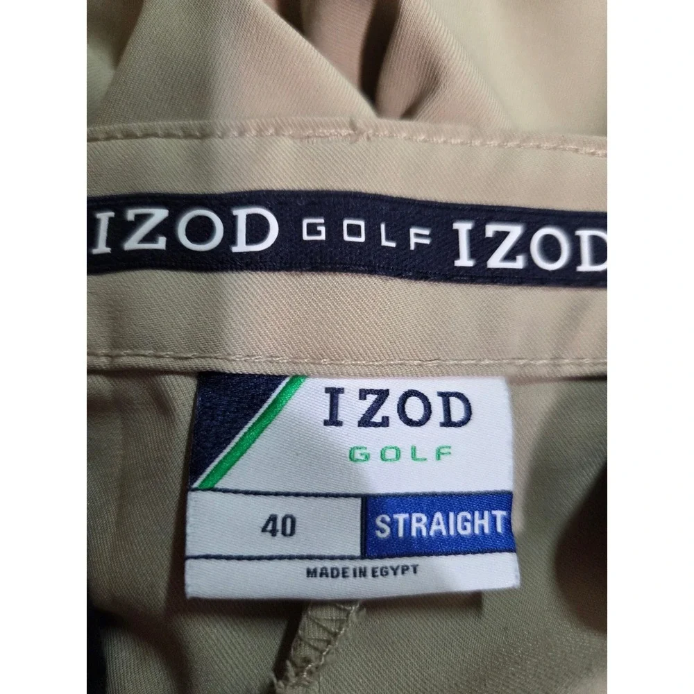 IZOD Golf Shorts Mens 40 Khaki Flat Front‎ Lightweight Comfort Non Slide Waist